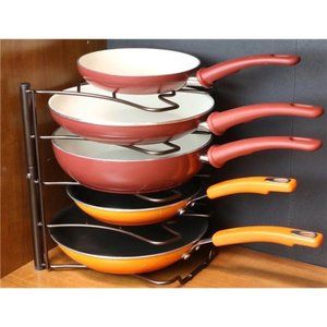 Kitchen Counter and Cabinet Pan Organizer Shelf Rack, Bronze